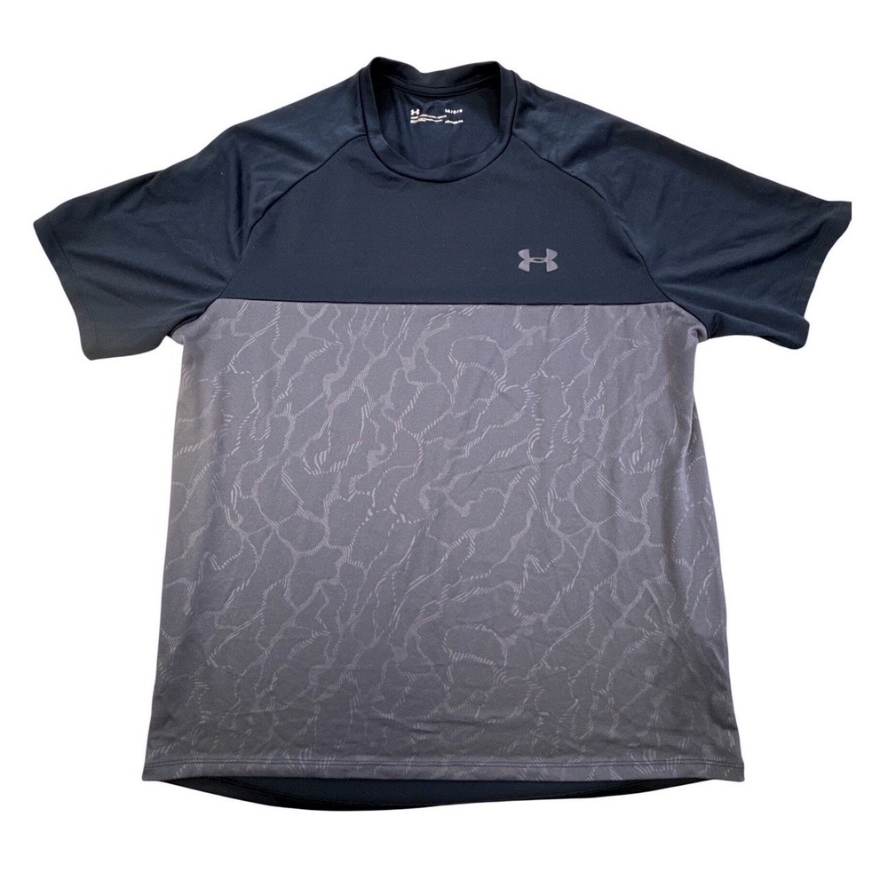 Under Armour Mens HeatGear Short Sleeve Training Shirt Navy Grey Large 1351561